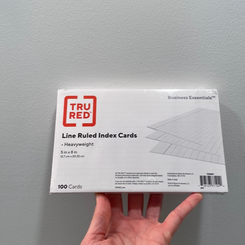 NWT TRURED Heavyweight Line Ruled Index Cards 5X8